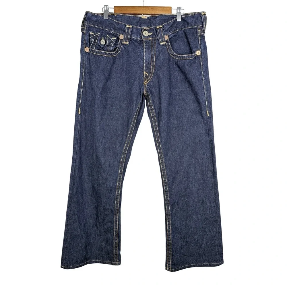 TRUE RELIGION Mens Jeans Billy BIG T Heritage Pockets RARE 36 x 32 Dark Wash